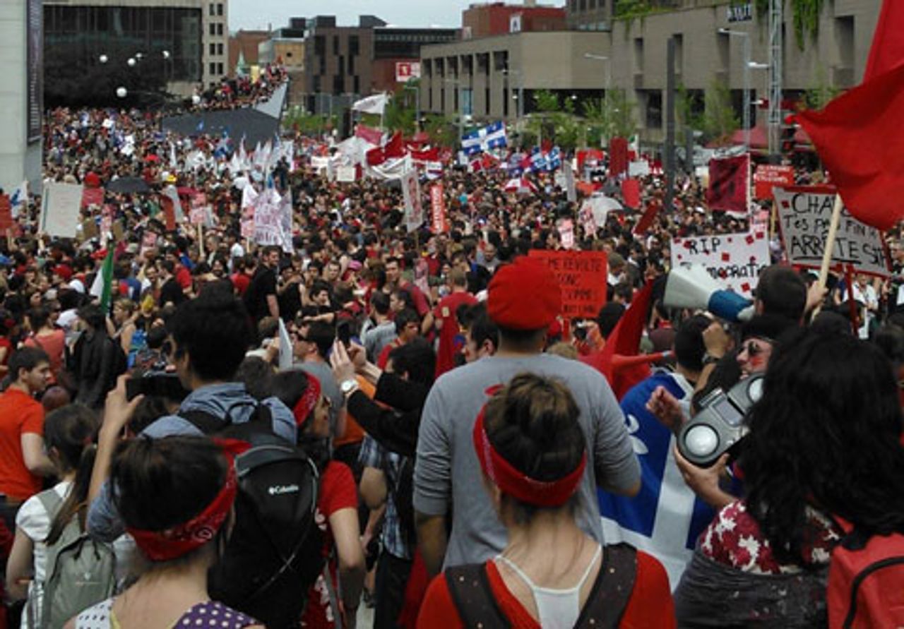 The demonstrators denounced Bill 78 as an assault on the democratic rights of all