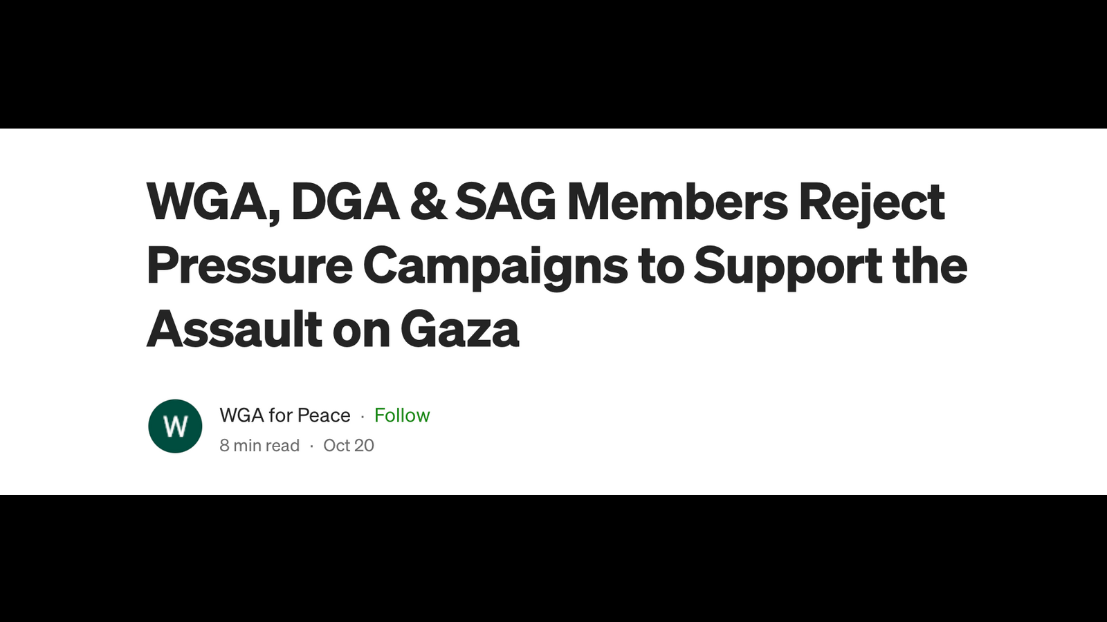 WGA for Peace: Opposition mounts among film and television workers to ...