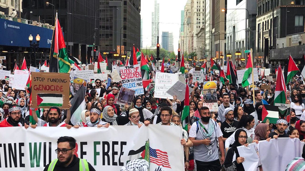 Thousands demonstrate in Chicago to oppose Israeli slaughter in Gaza ...