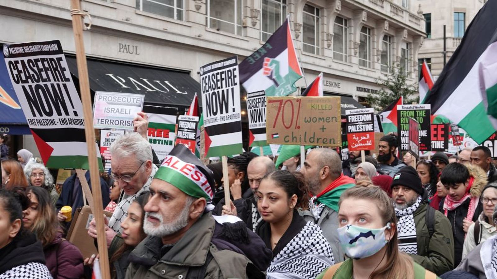 250,000 demonstrate in London against Israel’s onslaught on Gaza, as ...