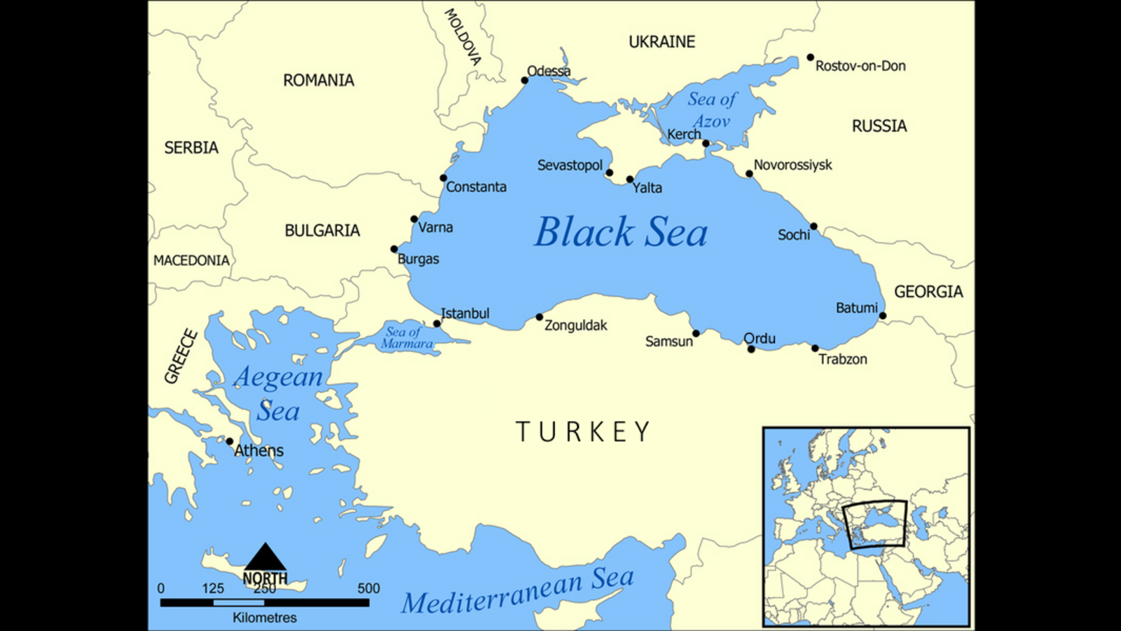 черное море на карте россии